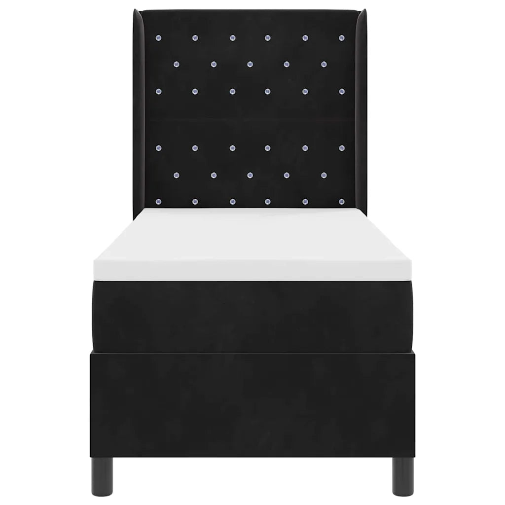 Letto a molle con materasso Nero 80 x 200 cm Velluto 3341926