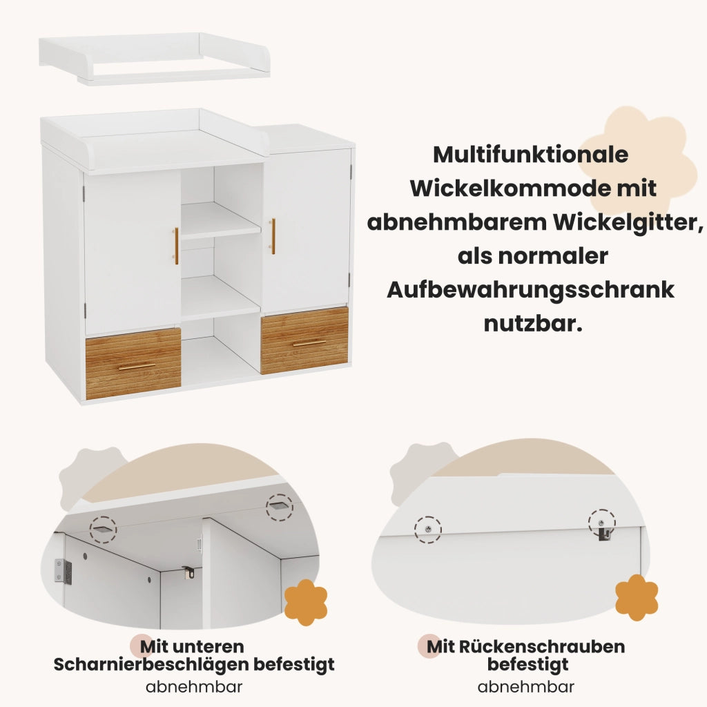 CASSETTIERA FASCIATOIO 114 x 53 x 92 cm MDF Bianco/Naturale