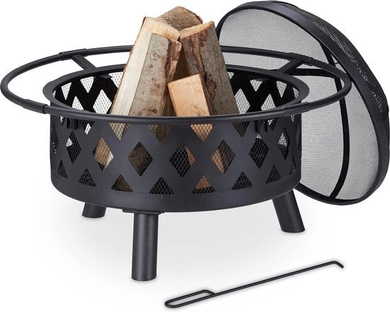 Fornello esterno per giardino, terrazze, fuoco esterno, per estate e fuoco, serbatoio di riscaldamento, nero