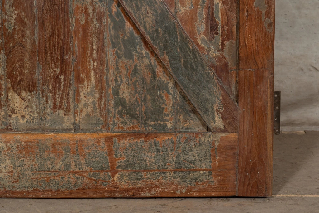 Biscottini Porta portone in legno massello e ferro da interno o da esterno vecchia e antica medievale scorrevole
