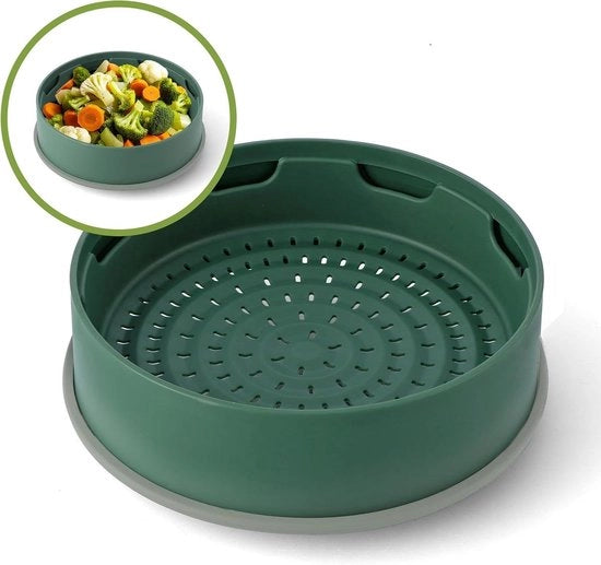 Cestello a Vapore 2 in 1 con Silicone Non Stick - Cestello e Colapasta per Cottura Salute - 24cm di diametro