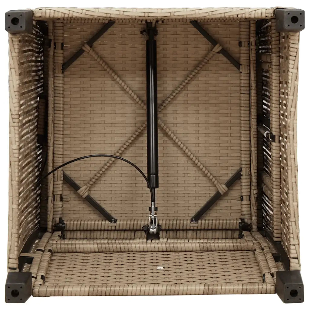Sedia Reclinabile da Giardino | Sedie da Esterno con Tavolino Beige Polyrattan