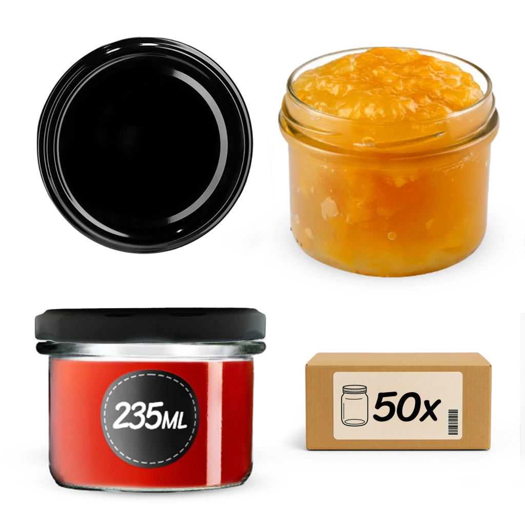KADAX 50x Barattolo 235ml + Tappo Fi82 Barattolo Marmellata