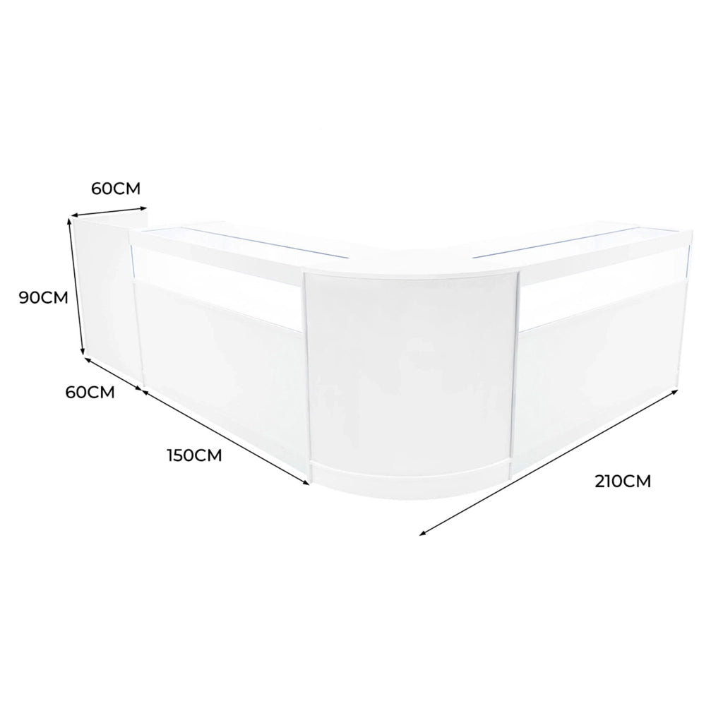 Set Banconi Negozio Bianco Luna LED B1500 CM60 TB60 con Serrature e Vetrina