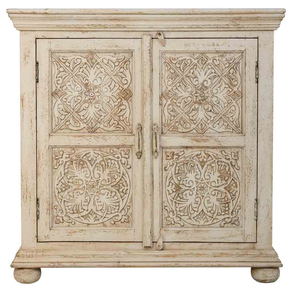 Mobile da ingresso in legno intagliato artigianale, 90x40x90h cm