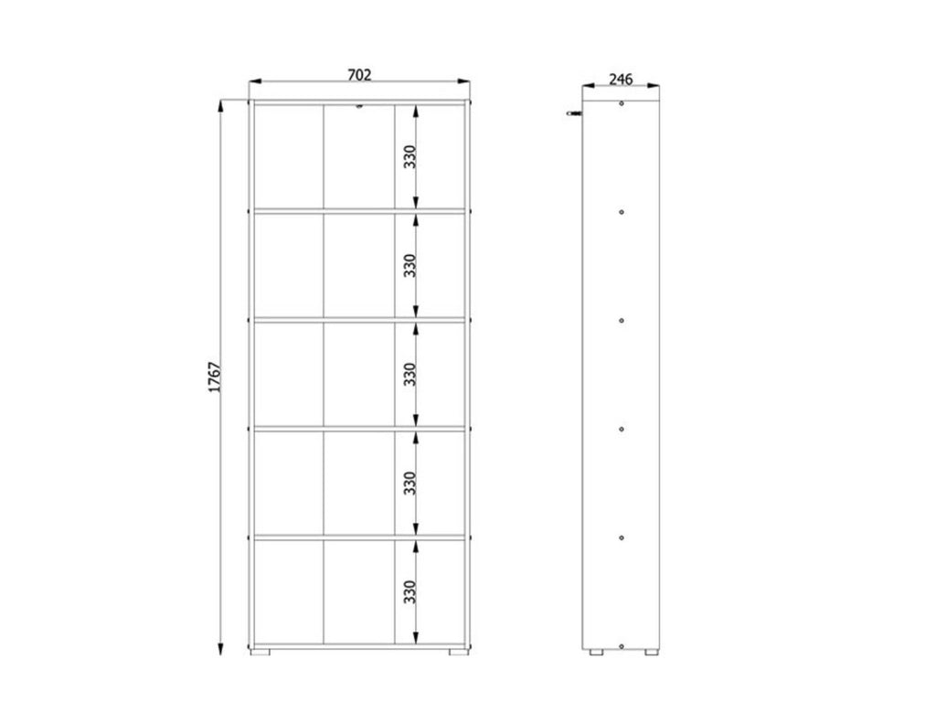 Biblioteca Urgnano, Libreria 4 Ripiani, 70x24.5x176.5h cm Bianco Opaco