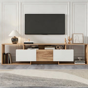Mobile TV 180x30x49 cm con 6 vani e portata 45 kg in truciolare bianco e naturale