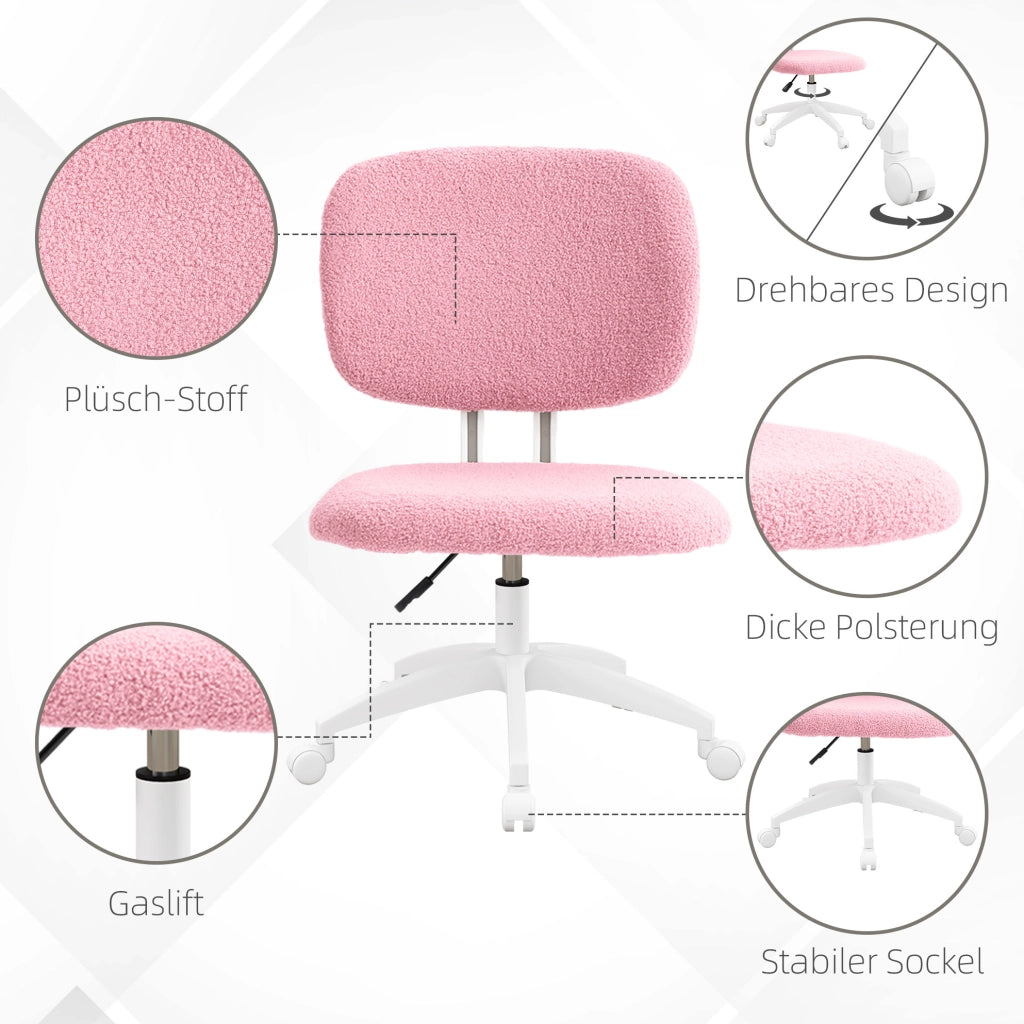 Sedia da ufficio girevole rosa, altezza regolabile