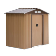 EasyComfort Casetta da Giardino Porta Utensili in Lamiera con Porte Scorrevoli, 213x130x185cm, Giallo