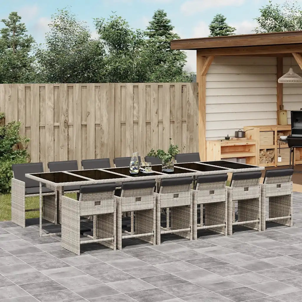 Set da Pranzo da Giardino 13pz con Cuscini Grigio in Polyrattancod mxl 88561