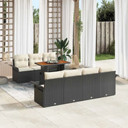 Set Divano da Giardino con archiviazione 8 pcs Nero Poly Rattan
