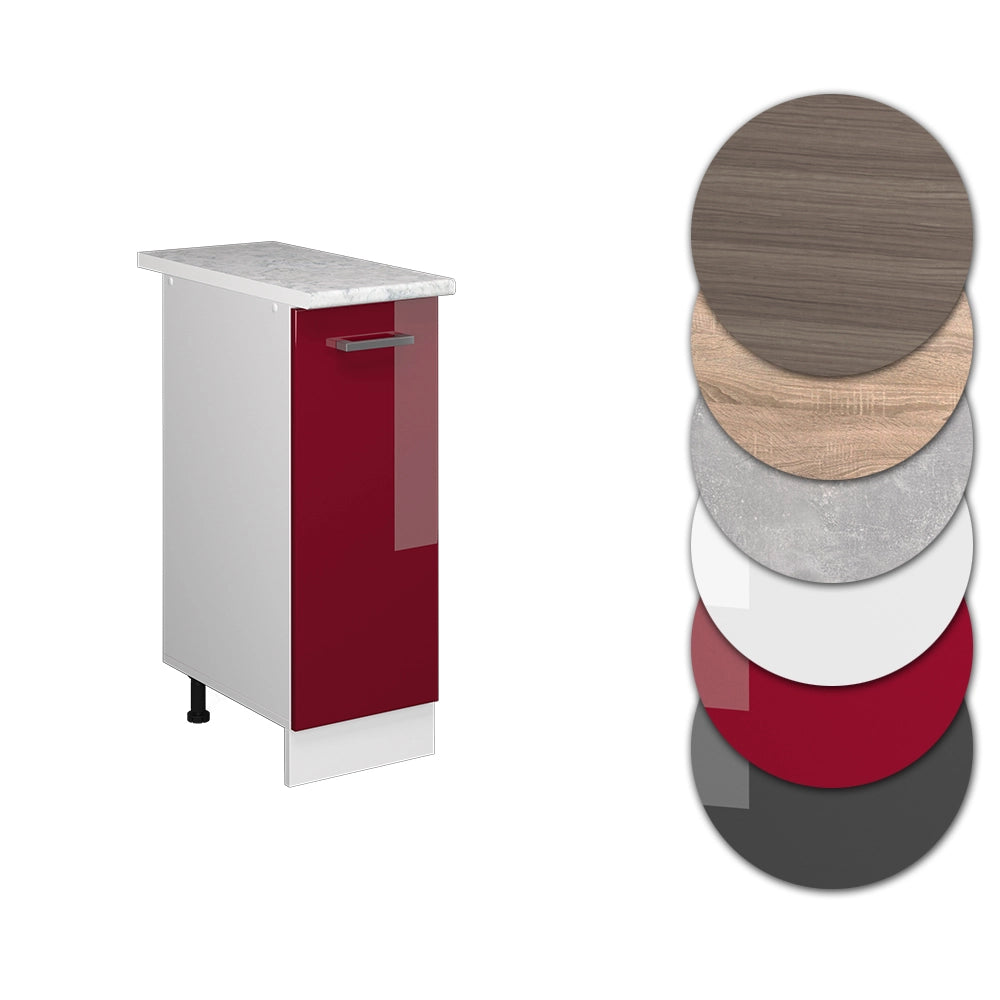 Armadio cucina dispensa alto R-Line Rosso lucido/Bianco 30 cm, PL Marmo Vicco