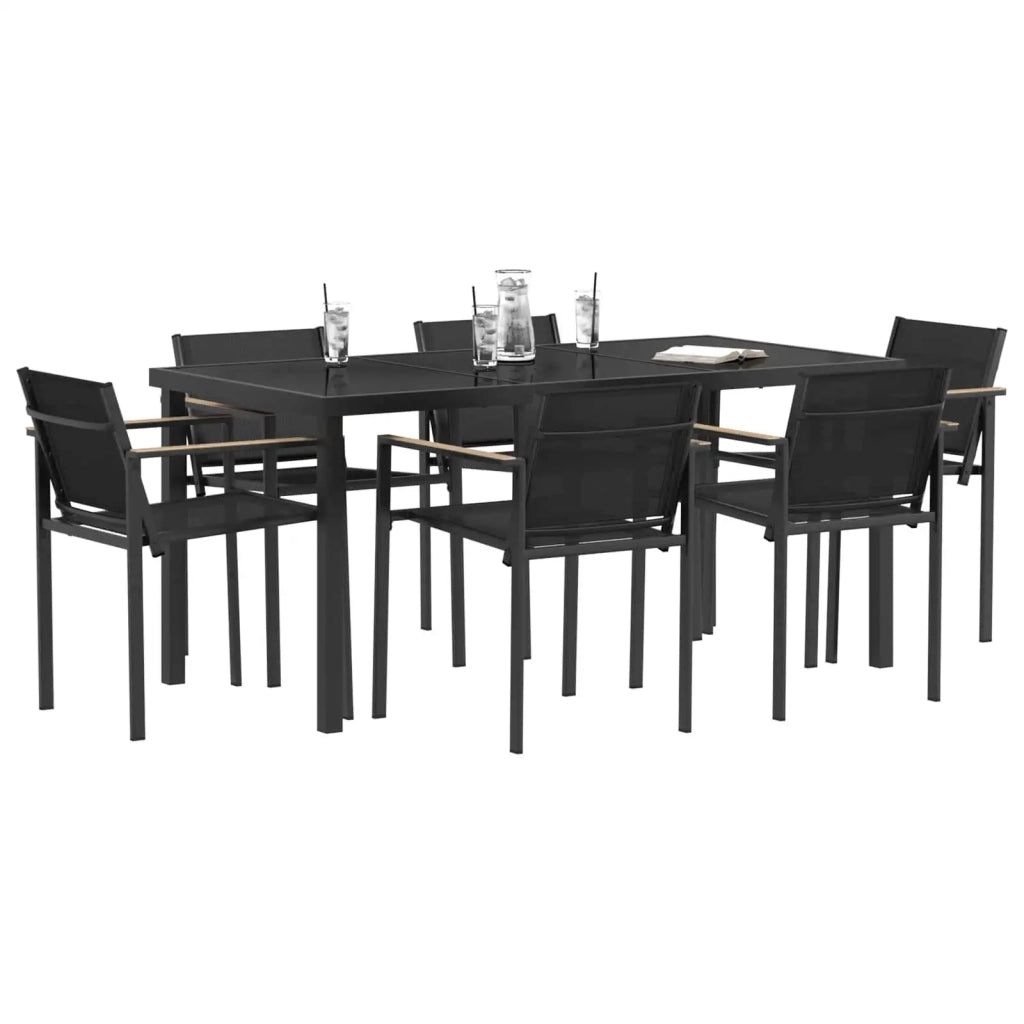 Set di Mobili da Esterno 7 pcs Nero e antracite Textilene