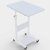 Tavolino Porta PC Computer da Letto Divano Regolabile con Ruote Bianco