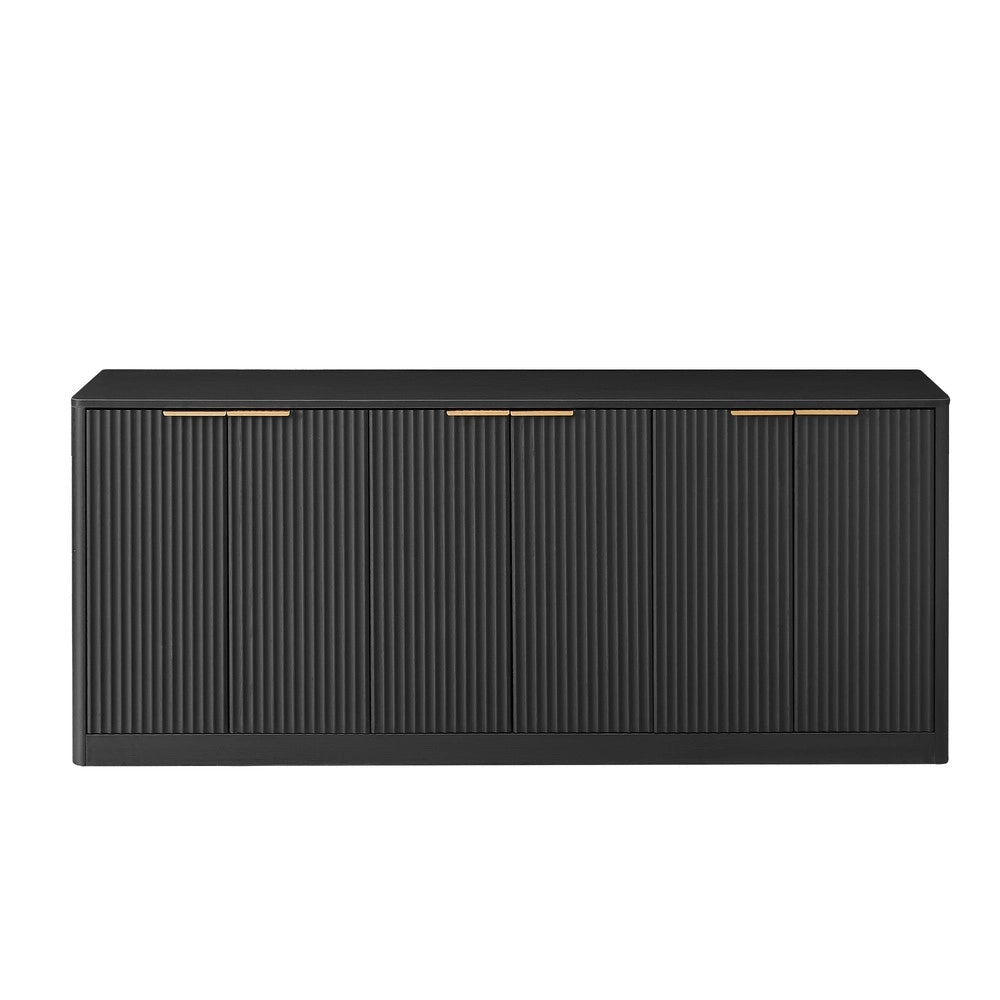 Credenza 6 Ante con Vano Contenitore ¨C MINIMAL ¨C Nero, 170x40x70.5 cm