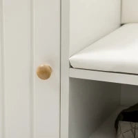 Scarpiera da Ingresso con Seduta Imbottita e Armadietto per 4 Paia di Scarpe, 80x33x49cm, Bianco