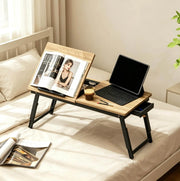 Tavolino portatile per laptop pieghevole in bambù e MDF