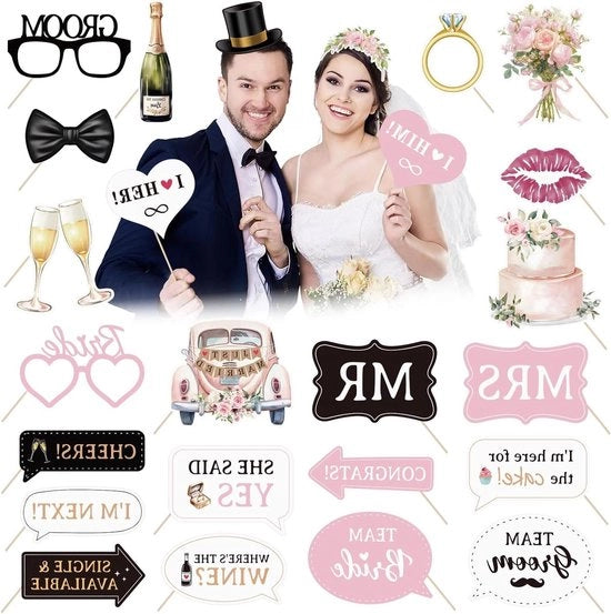 Accessori per una cerimonia di nozze - 24 pezzi di accessori per foto - decorazione di nozze.