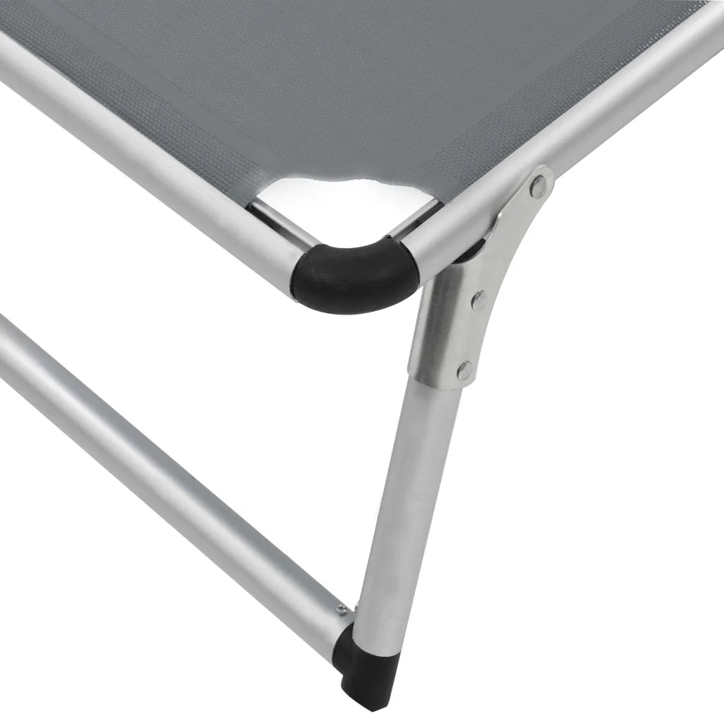Sdraio da giardino | Lettino Pieghevole con Tettuccio Alluminio e Textilene Grigio