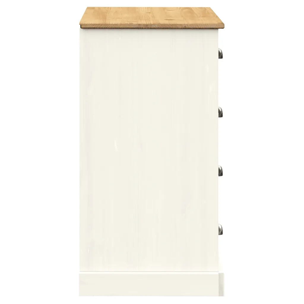 Credenza | Madia | Buffet da pranzo | Armadio da pranzo Cassetti VIGO 113x40x75 cm Legno Massello Pino Bianco