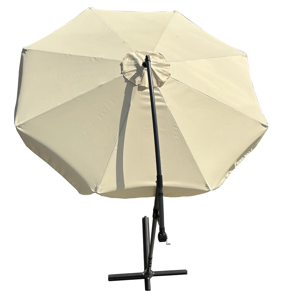 Ombrellone Giardino Decentrato 3x3 Beige Telo con pendente Palo Alluminio Gazebo