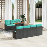 Set Divano da Giardino con cuscino 8 pcs Nero e blu 3349297