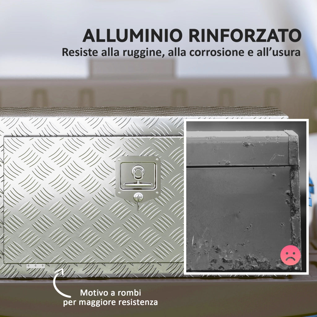 Cassetta Attrezzi 96L in Alluminio con Serratura ¨C Zephmum ¨C Argento 76.2x35.5x40.6 cm