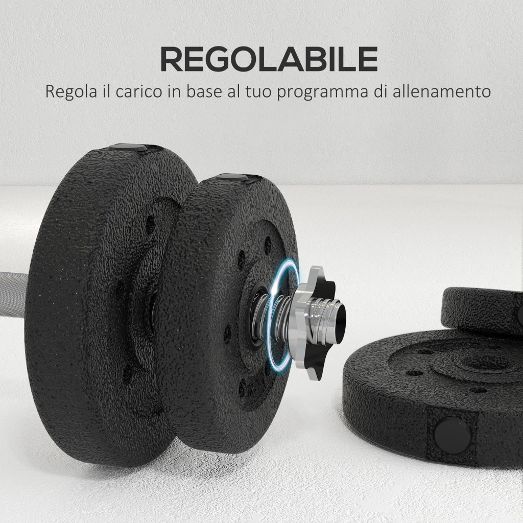 Set Manubri Palestra 25 kg ¨C zephmum ¨C Nero con 12 Dischi e 2 Barre