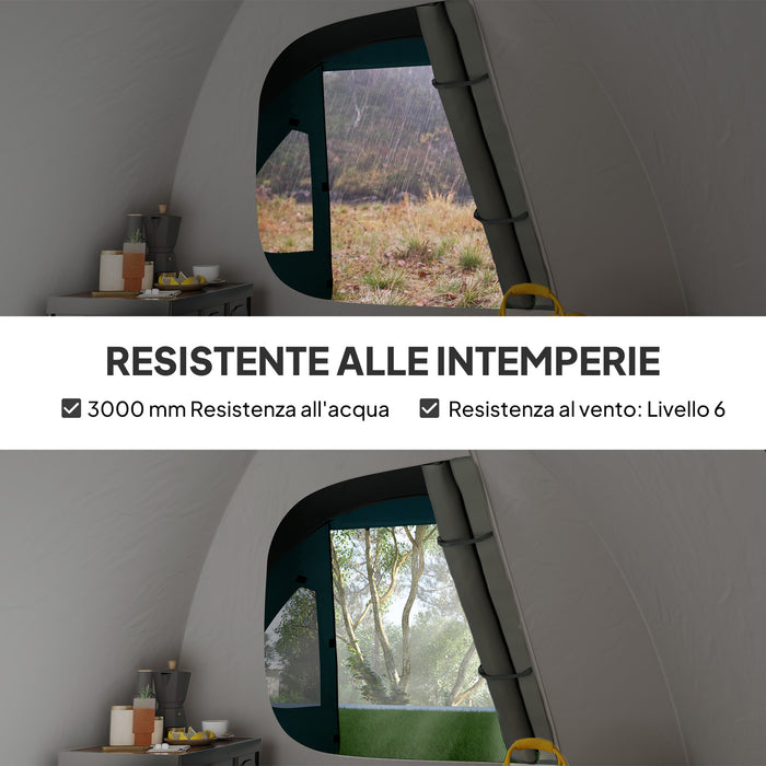 Tenda da Campeggio per 3 Persone Impermeabile con Camera e Veranda Azzurro