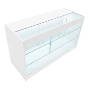 Bancone LED Bianco K1500 con 3 Ripiani, Vetrina e Ante Bloccabili – 2 Chiavi