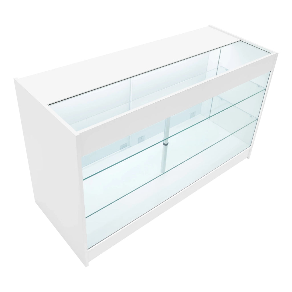 Bancone LED Bianco K1500 con 3 Ripiani, Vetrina e Ante Bloccabili – 2 Chiavi