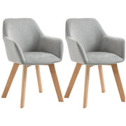 SET 2 SEDIE PER SALA DA PRANZO IMBOTTITE IN VELLUTO CON BRACCIOLI E GAMBE IN LEGNO, GRIGIO