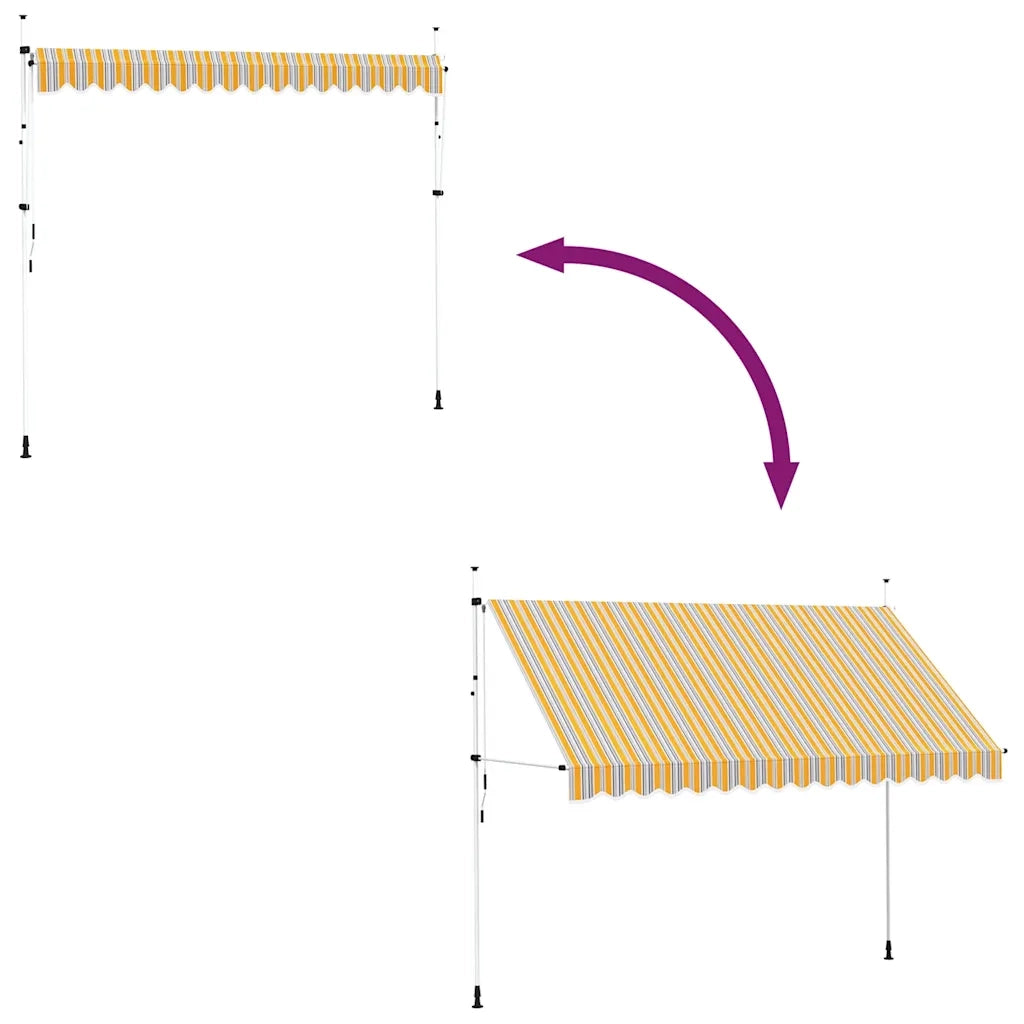 Tenda da Sole | Tenda parasole Retrattile Manuale 350 cm a Strisce Blu e Gialle