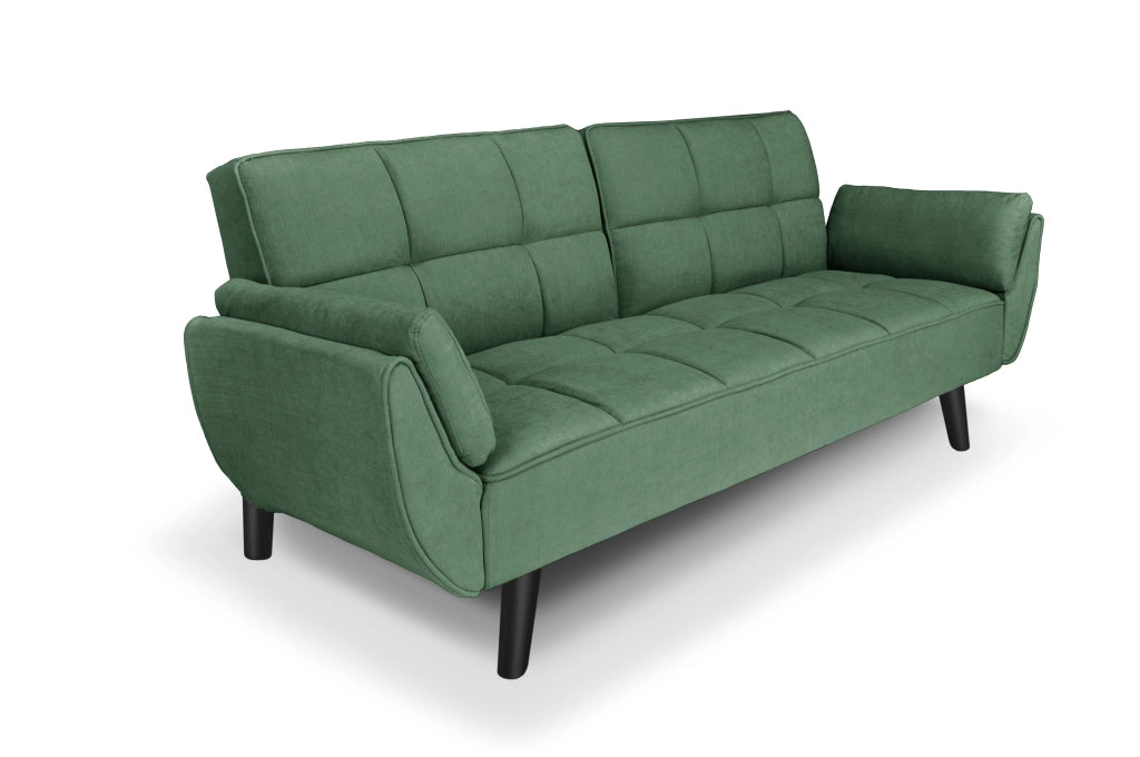 Divano letto clic clac in tessuto vellutato verde abete piede nero - divano 3 posti - Ambra - DL-AM38FBC-PLN