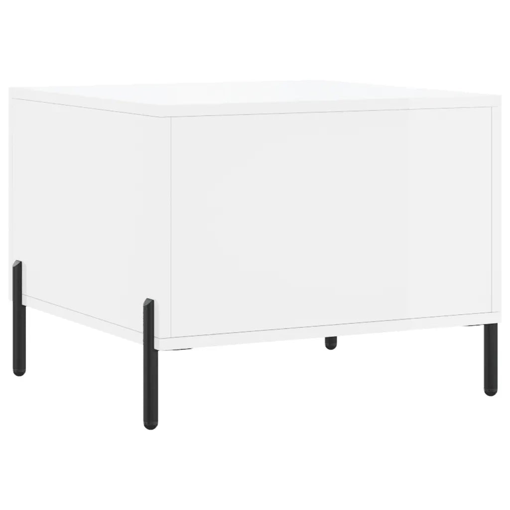 Tavolino da Salotto-Tavolino da soggiorno-Tavolo Bianco Lucido 50x50x40 cm Legno Multistrato 415334