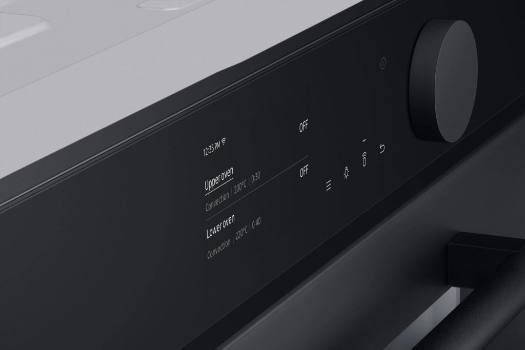 Samsung NV75T9579CD Infinite Line Forno Elettrico Multifunzione Dual Cook da Incasso Pirolitico Capacita' 75 Litri Classe Energetica A+ 50 Funzioni Wi-Fi Display Touch 60 cm Graphite Grey