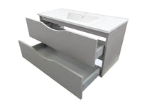 Mobile da Bagno Sospeso con Lavabo Specchio e Lampada a LED TFT Marte Avana Effetto Pietra