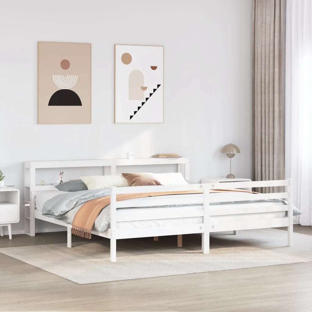 Giroletto con Testiera senza Materasso Bianco 200x200 cm