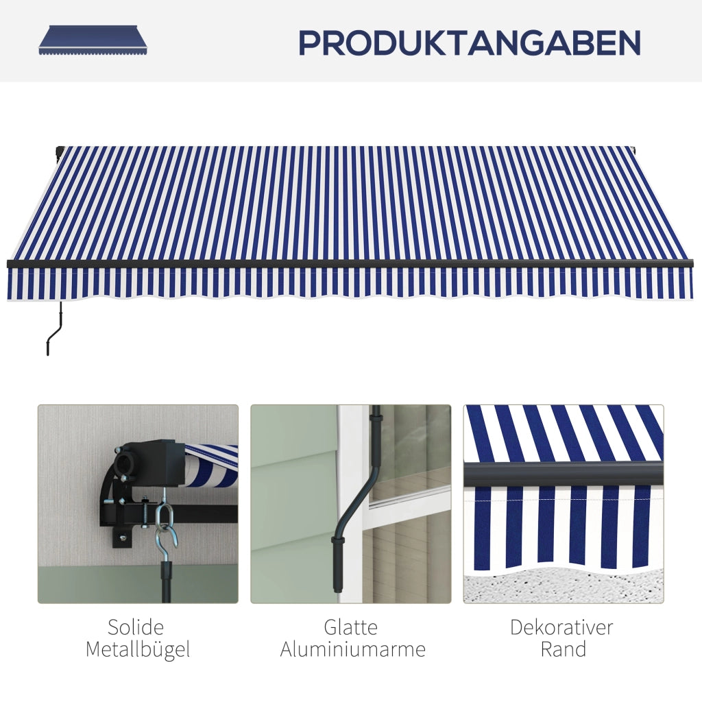 TENDA DA SOLE 396x300 cm Blu in poliestere con manovella