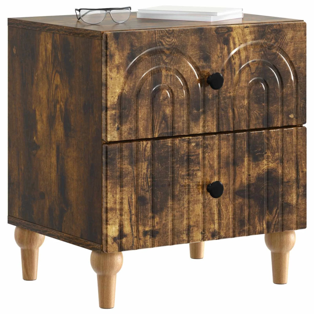 Comodino | Armadio da Notte | Mobiletto da notte con cassetto Rovere Fumo 43 x 34,5 x 48 cm