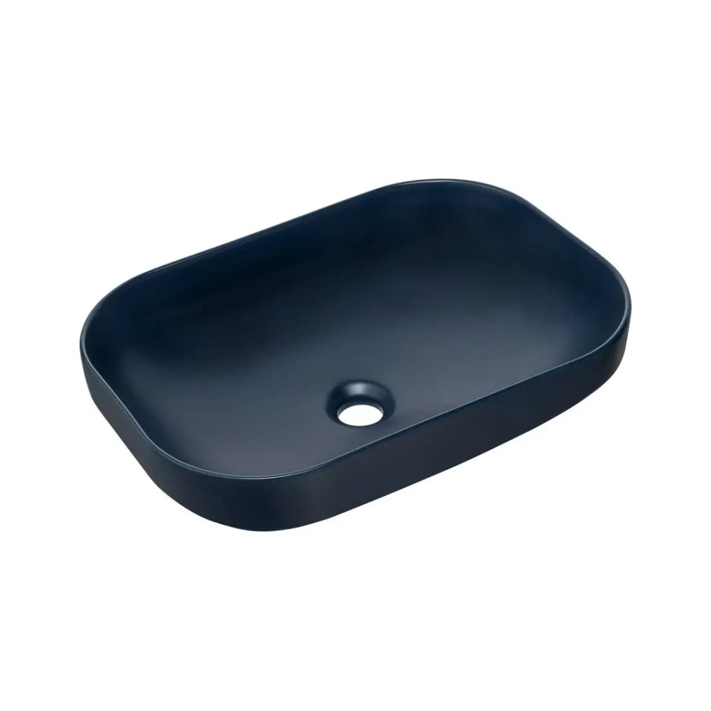Lavabo da appoggio rettangolare 50,4x35,2 cm in ceramica blu navy opaco