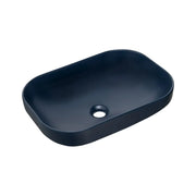 Lavabo da appoggio rettangolare 50,4x35,2 cm in ceramica blu navy opaco