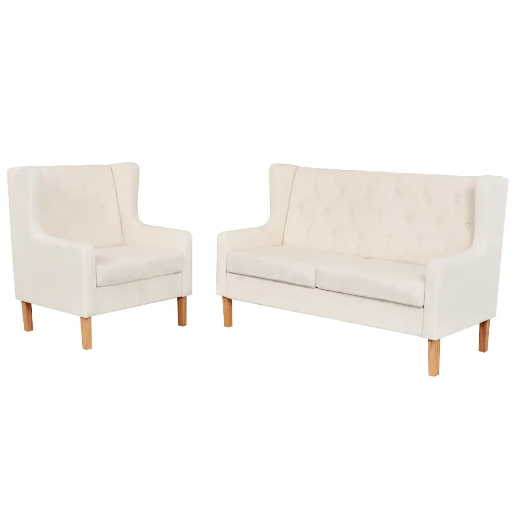 Set di Divani 2 pz in Tessuto Crema cod mxl 65056