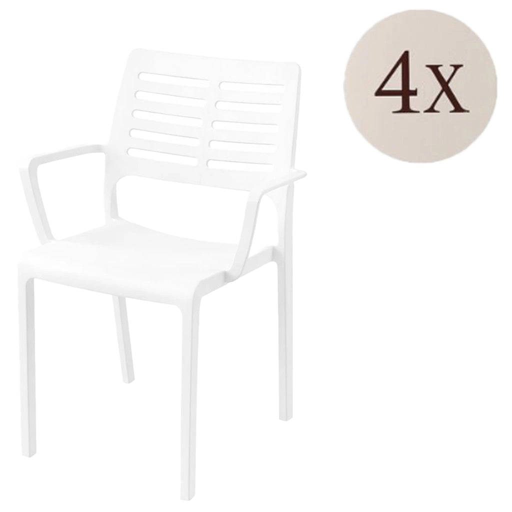 Hero, Sedia da Esterno 4 Sedie Made in Italy, Bianco