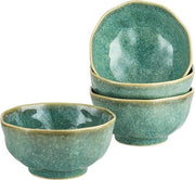 Piatto Ramen in Ceramica per 4 Persone - Insalatiera per Zuppe Ramen e Frutta - Finestra in Vetro con Riflessi Verdi