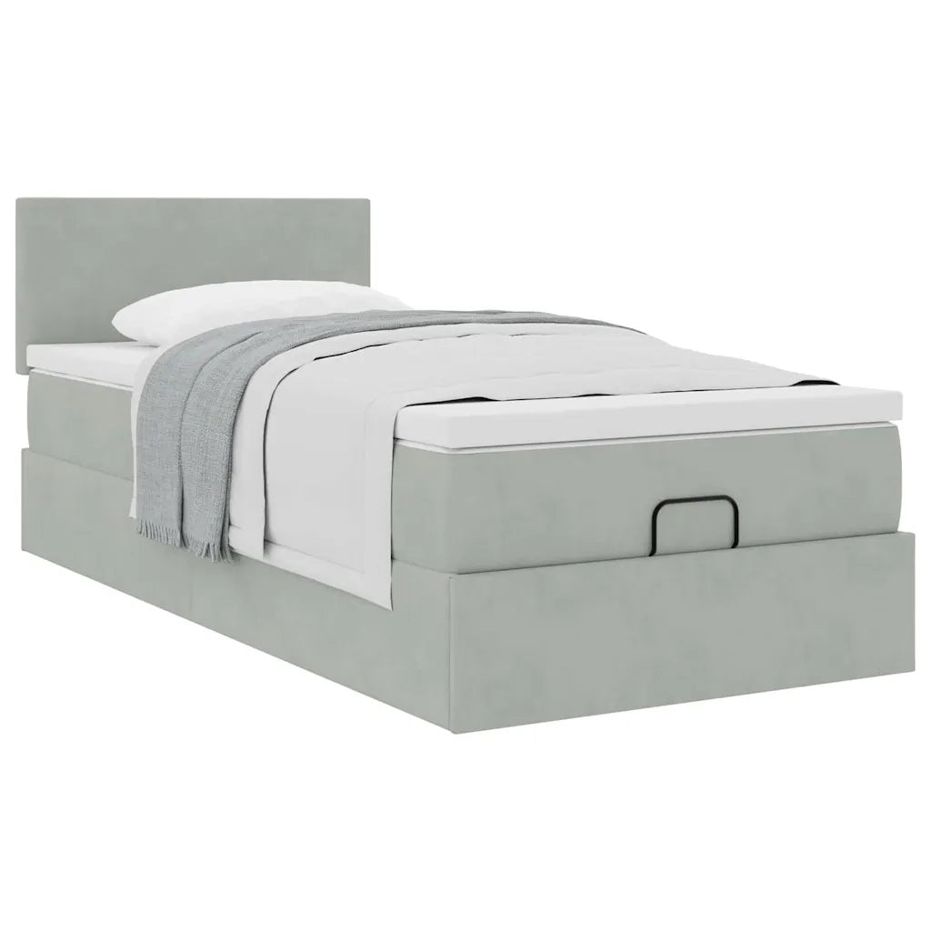 Struttura Letto Pouf con Materasso 100x200 cm Velluto