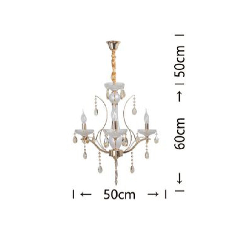 Trade Shop - Lampadario Soffitto A Sospensione Classico 3 Bracci E14 Effetto Cristallo A60-3 -