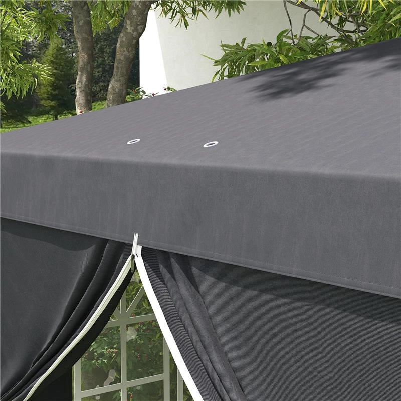 GAZEBO 3X3 AD ALTEZZA REGOLABILE CON FORI DI DRENAGGIO E BORSA DA TRASPORTO, IN METALLO, GRIGIO