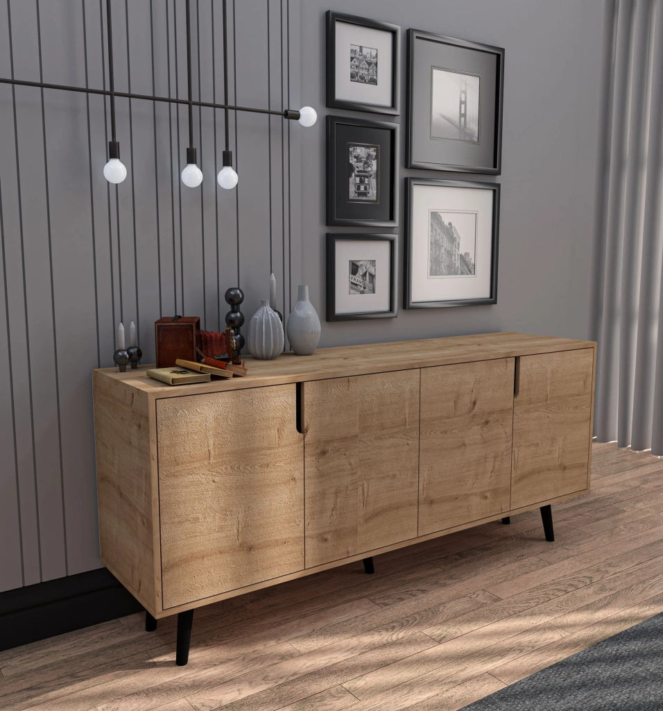 Credenza in legno "Latina" - 180 x 45 x 80 cm - Marrone chiaro