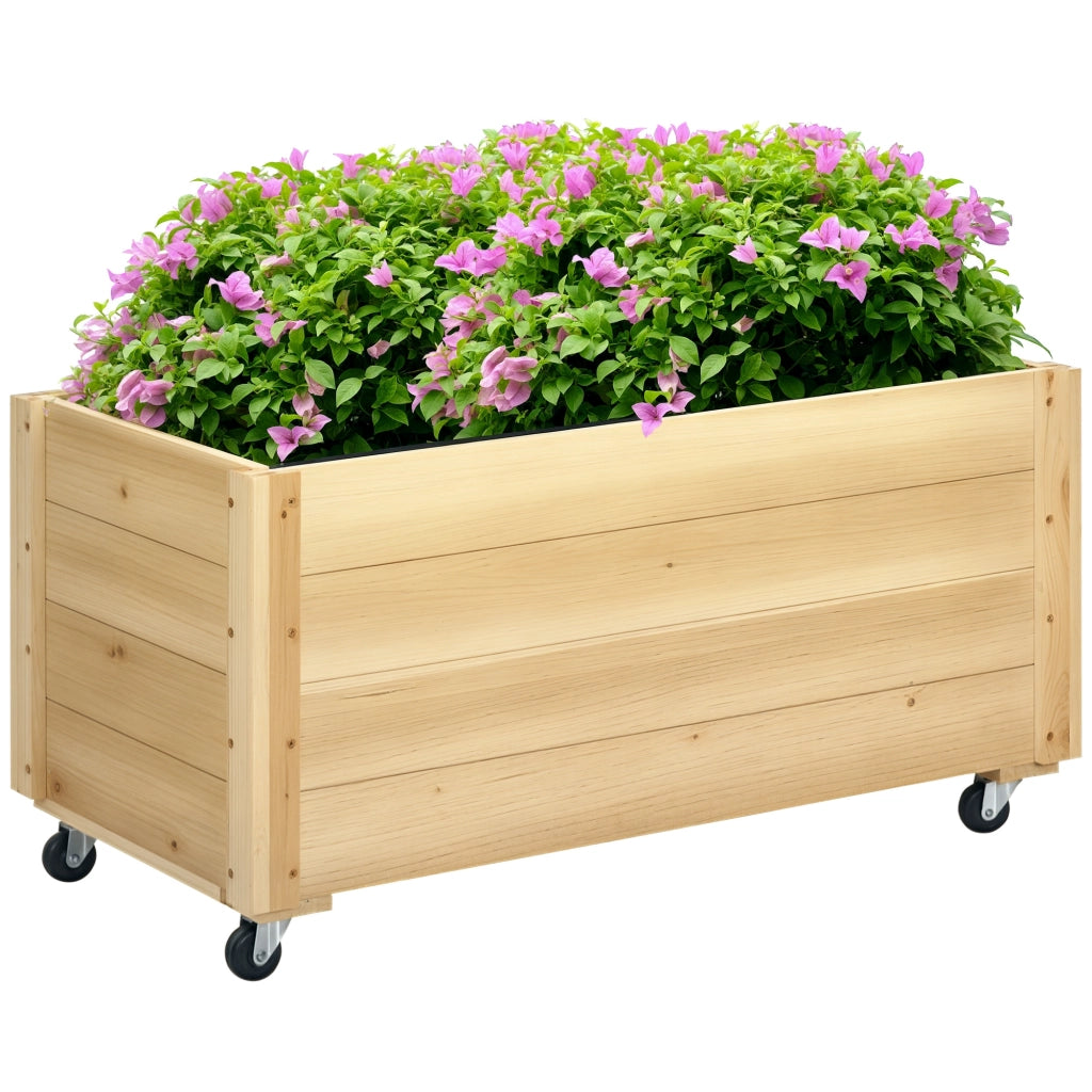 Fioriera Giardino Legno con Drenaggio e Telo ¨C zephmum ¨C 89x48x47 cm Naturale